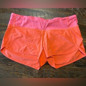 Lululemon speed up low rise shorts. Size 8. Orange.